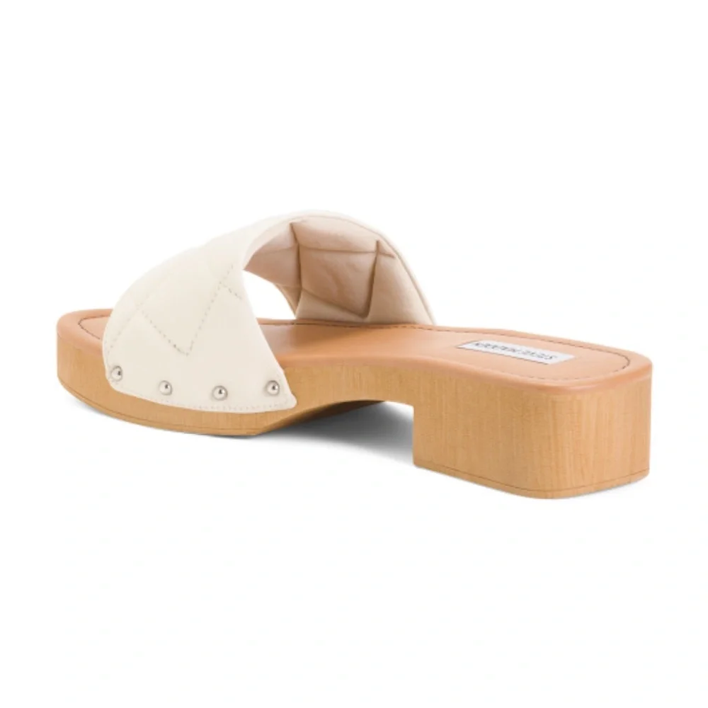 Steve Madden Made in Brazil Quilted Wood Heeled Sandal - Picture 2 of 7